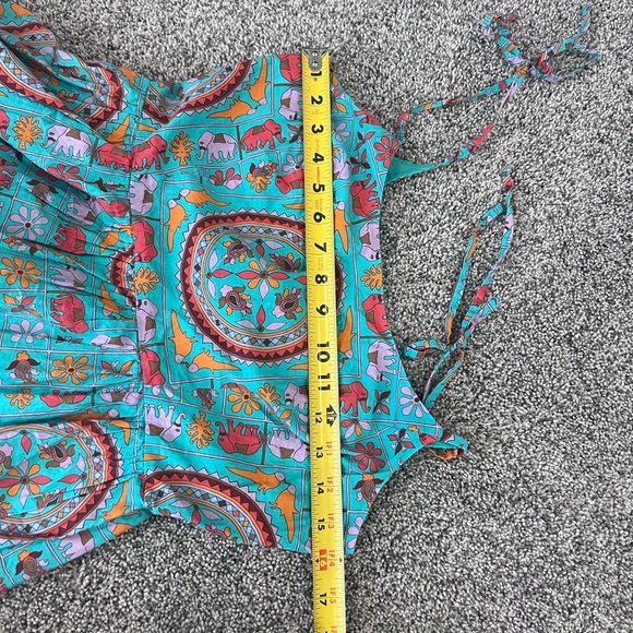 J CREW Drakes London Green Midi Dress Sz 2 Elephant Birds Animal Print Fit Flare - Picture 9 of 13